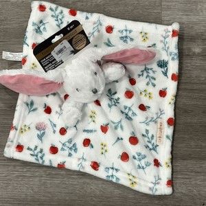 Blankets & Beyond Baby Security Blanket Lovey Bunny Rabbit Pink Ears Apples New